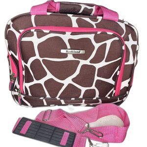 Rockland Brown Cow Print Canvas Carry-On Tote Travel Bag Weekender Overnight
